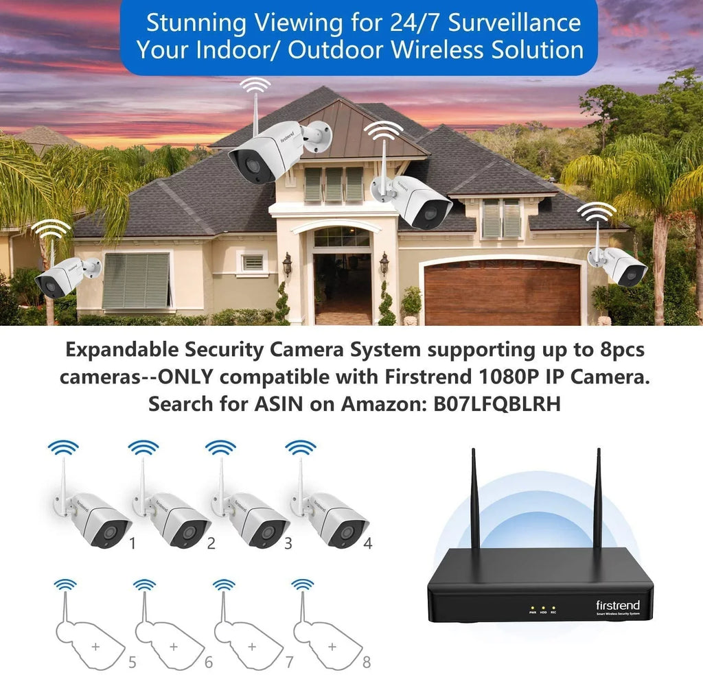Security Detection HD Wireless exterior 1TB 3MP HDD Night Motion for Home System App 1080P Camera 8CH Cameras Vision 4pcs Systems with Video Surveillance Security Indoor Free Full Wireless,Firstrend
