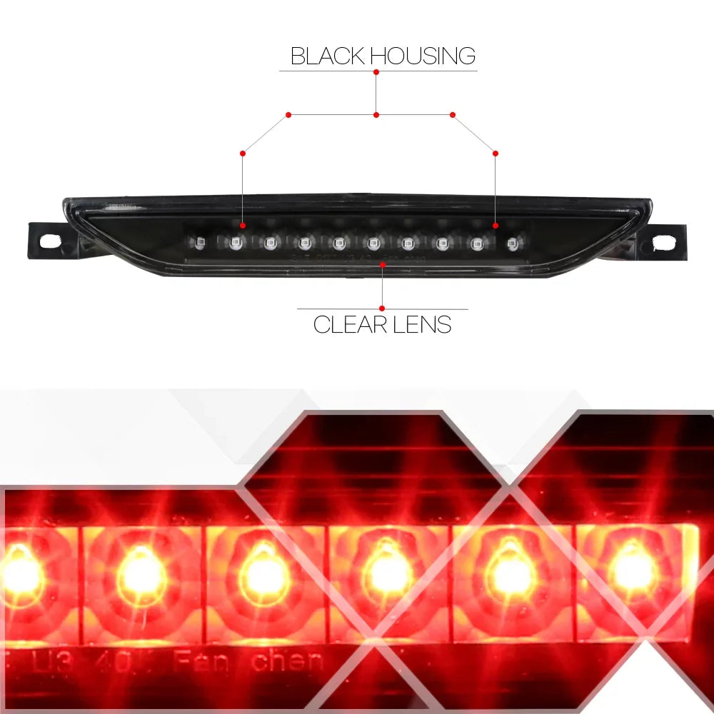 Housing Tail Durango Black 3rd Grand Lamp Stop Compass For Jeep 14 Light Dodge 15 16 Caliber Rear Brake Clear Cherokee Lens 2007-2017 LED Third