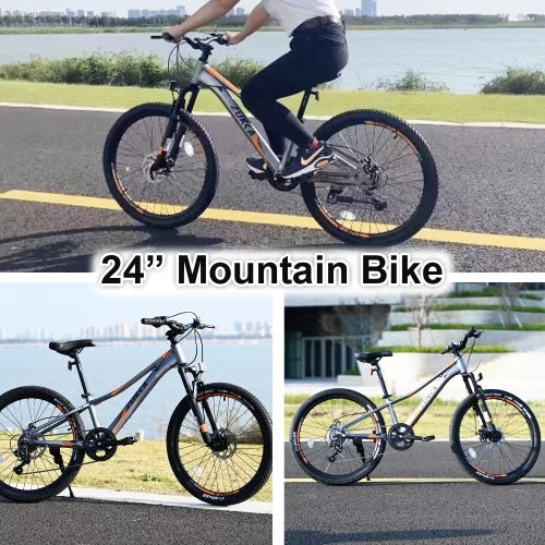 24 alloy Mountain Frame,10 inch shimano Boys for Frame and Girls Mountain fork,Aluminum bike,Suspension 7-Speed inch Bike