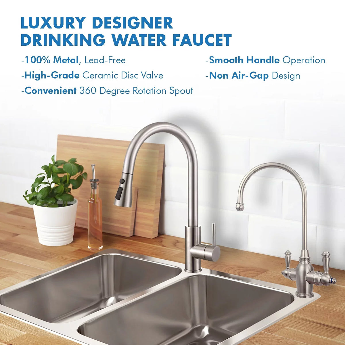 Arlington Hot Instant Osmosis APEC Cold Brushed Nickel 2-Handle Faucet Dispenser Drinking Reverse in liquid and