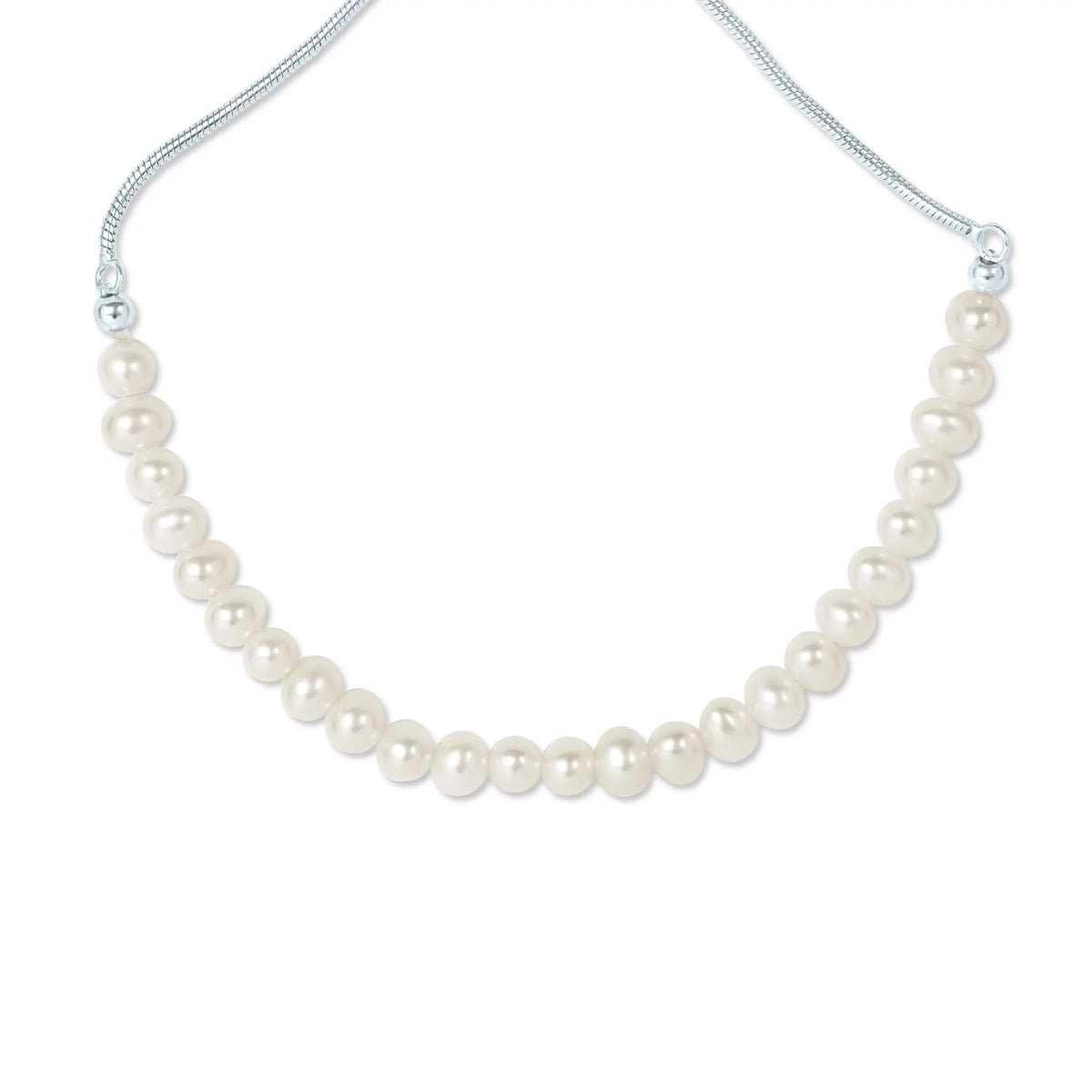 Gemistry Silver Sterling Bracelet for in Cultured Pearl Freshwater Slider 925 Adjustable White Women