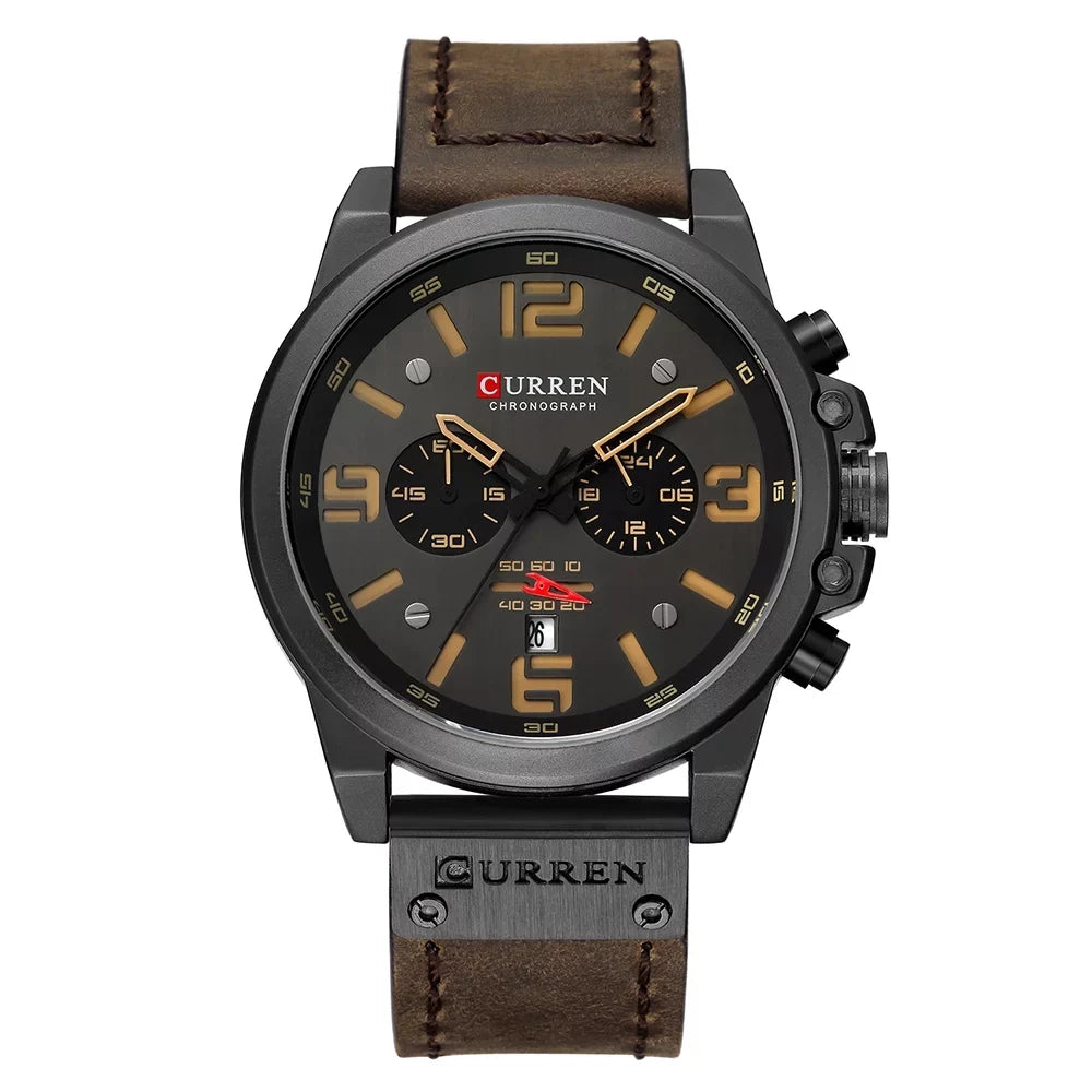 8314 Display Time Leather Minute CURREN Brand Wristwatch Watch Watch Men Quartz Hour Calendar Watch