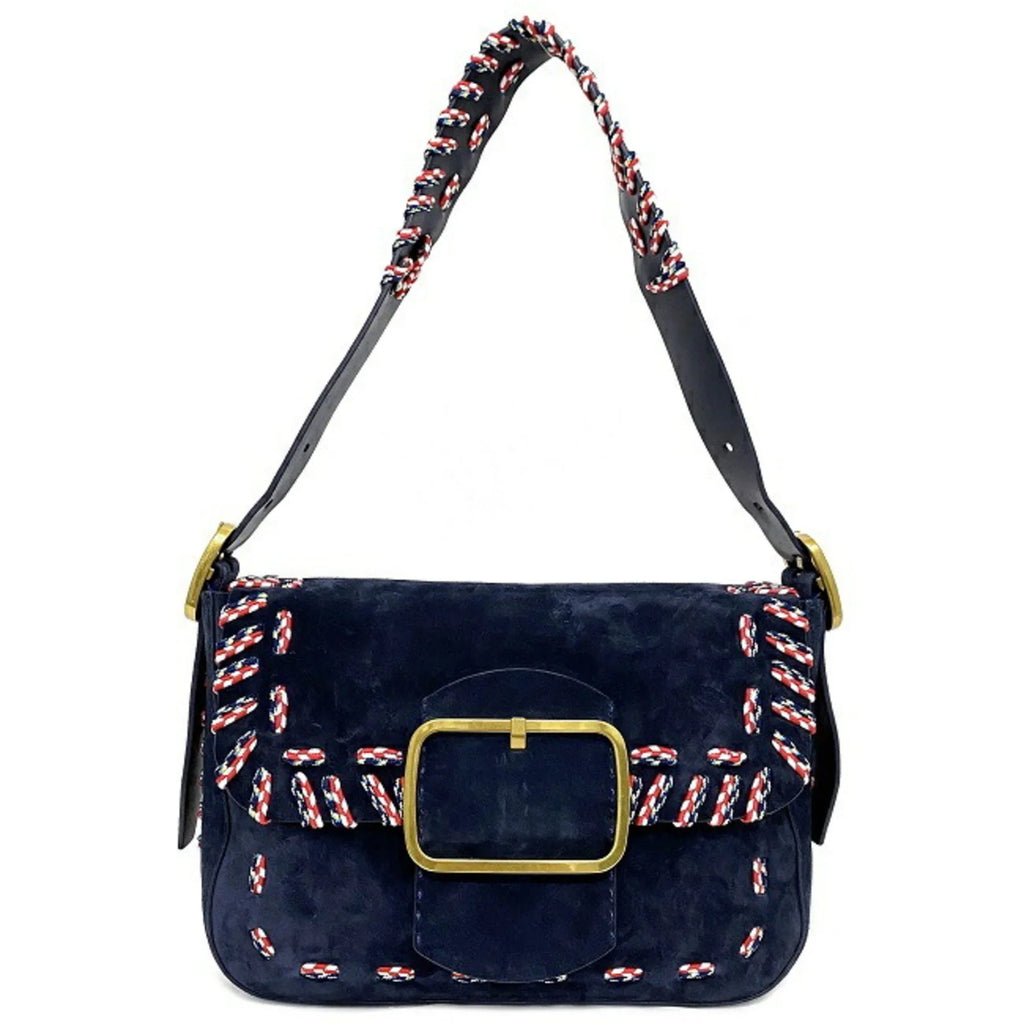 Leather (Good) Navy Multicolor Burch Shoulder One Pre-Owned 01-17 TORY Ladies BURCH Flap Bag Tory 10005608 Suede