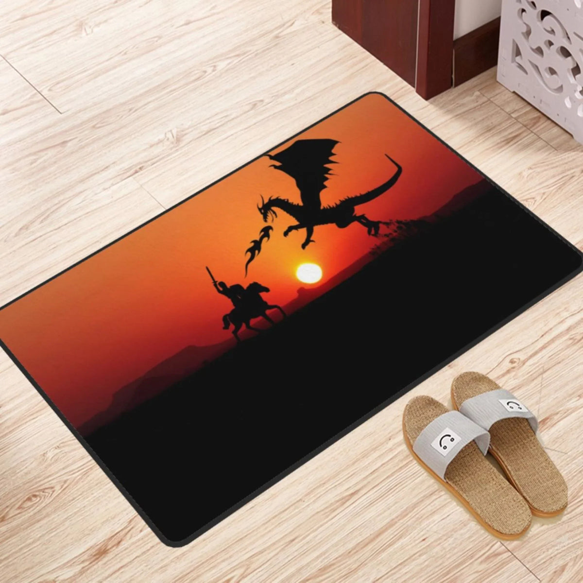Area Mat Facecloth Sink Dragon Area Entrance Floor Room Rugs Indoor Sunset Non-Slip , exterior for Kitchen Rug Knight 72"x48" Doormat Living ZICANCN