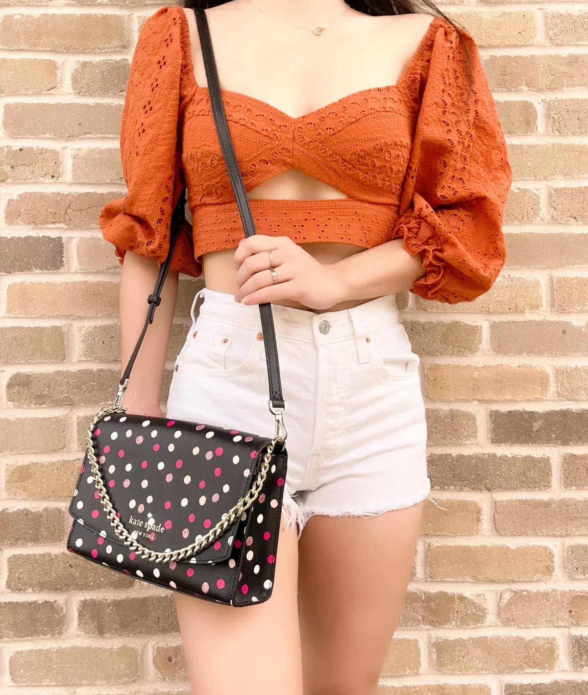 Festive Spade Kate Multi Chain Polka Crossbody Carson Convertible Dot Black
