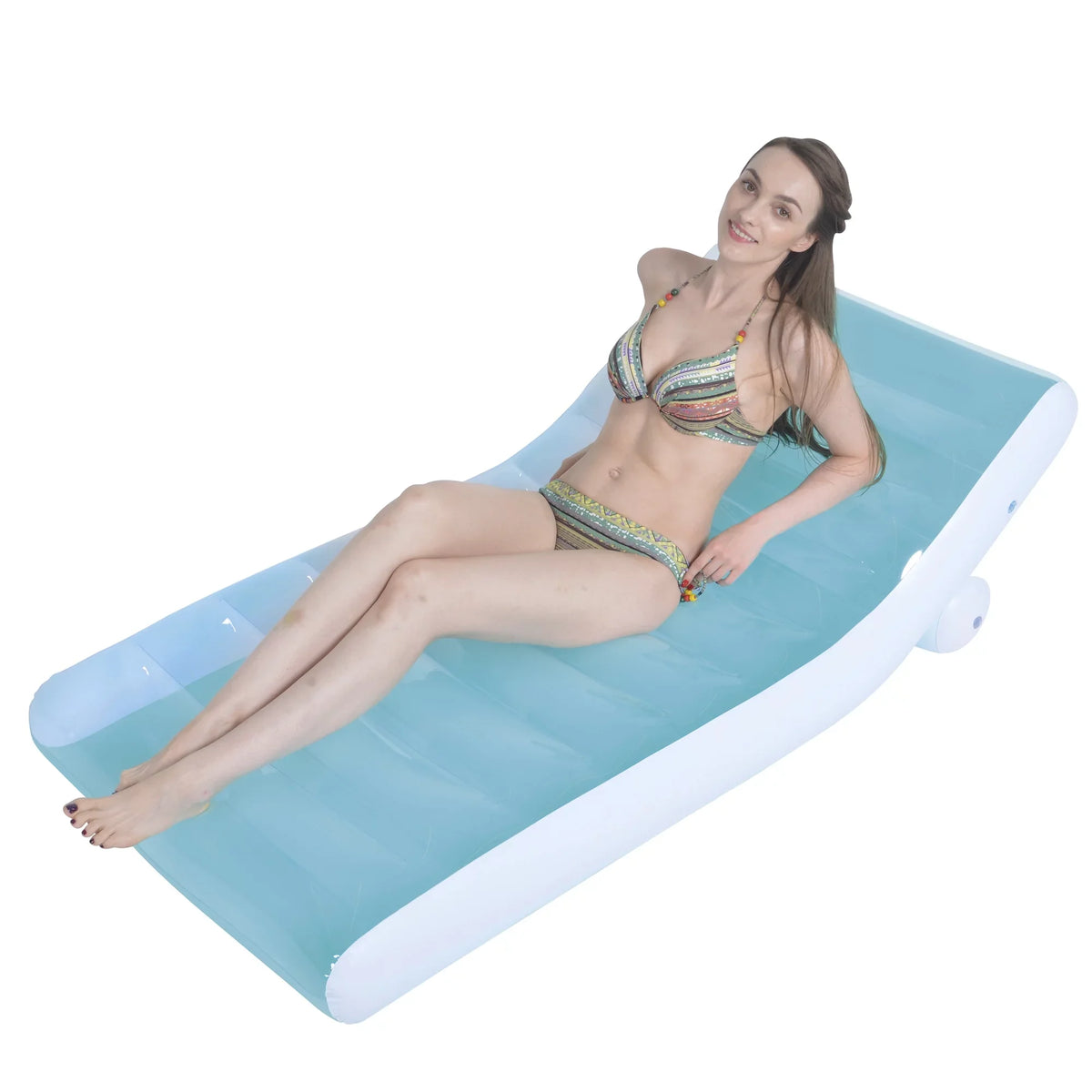 Inflatable Lounger Pool and Float White 66.5" Central Blue Pool