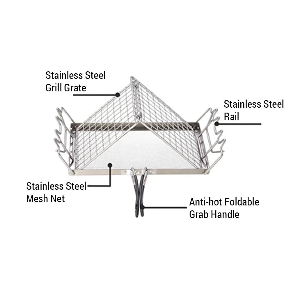 Stove Steel FlyFlise Picnic Toaster for Camp Folding Bread Toaster Backpacking Stainless Camping Rack