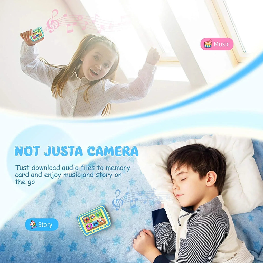 / 4 2.4 with Extra 1080P Camera K8 Silicon Screen, Video Junior 32GB Large Case Waterproof Fill Kids Recognition, Light, Selfie Face Blue inch Memory Kid-Proof 8MP Camera Games, Supported VanTop Card,