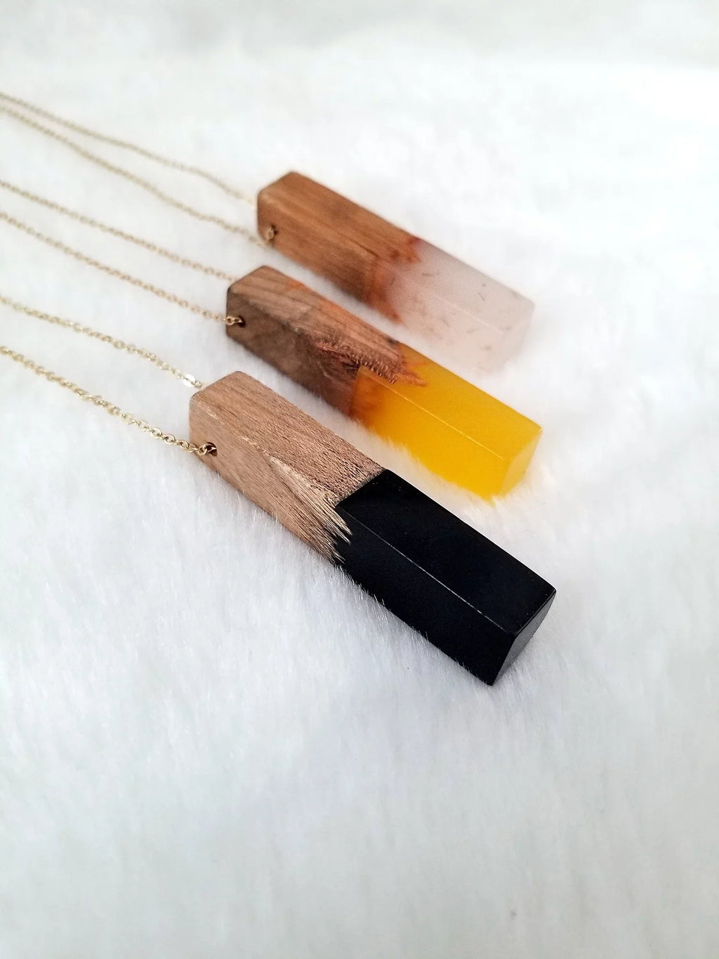 Wooden Gift | Bar Resin for Blue Boutique Wood Vertical Box Necklace Anniversary Inc Pendant Women Yellow