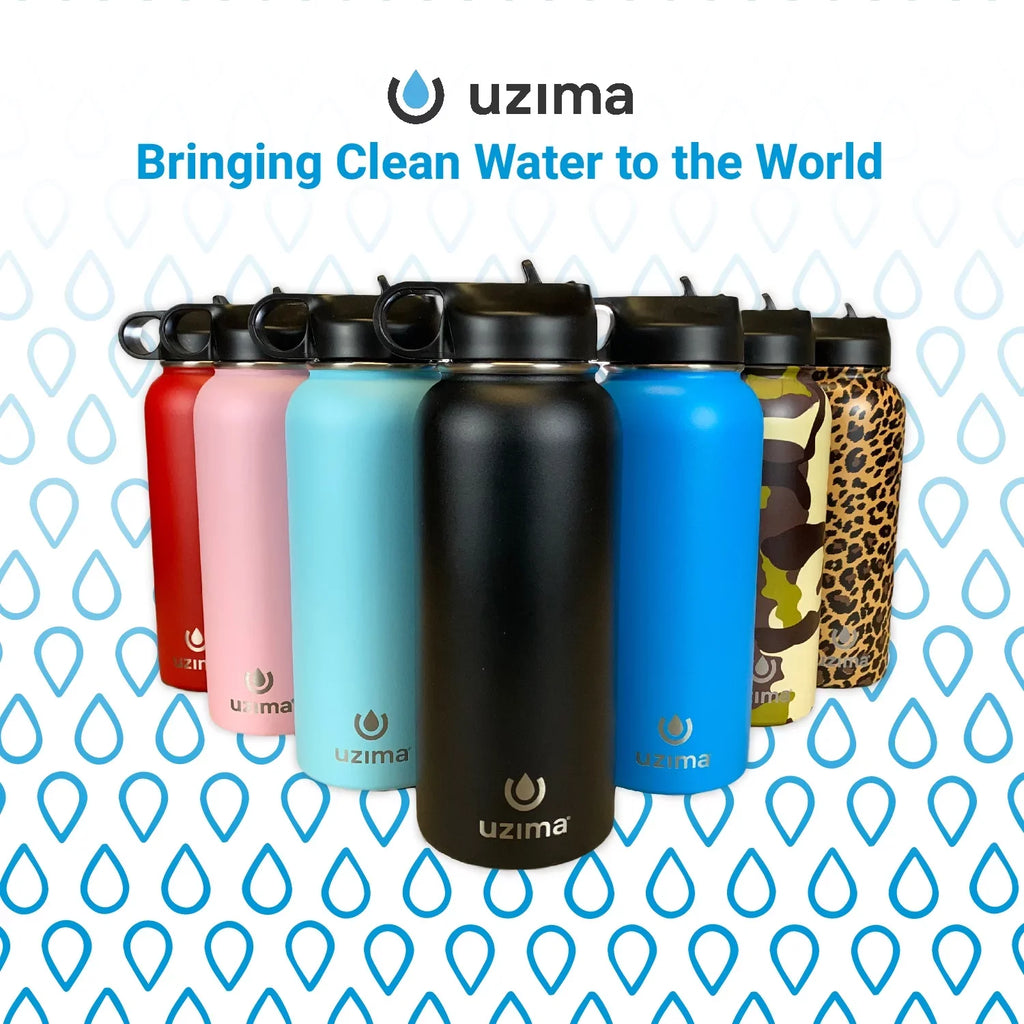 and with Go. Exterior liquid Z-Source Capacity Uzima Steel Double-Walled liquid Bottle for - Purification Large Filtered Hiking, Camping, 32oz Stainless Backpacking, the .(Light Blue) on Travel.