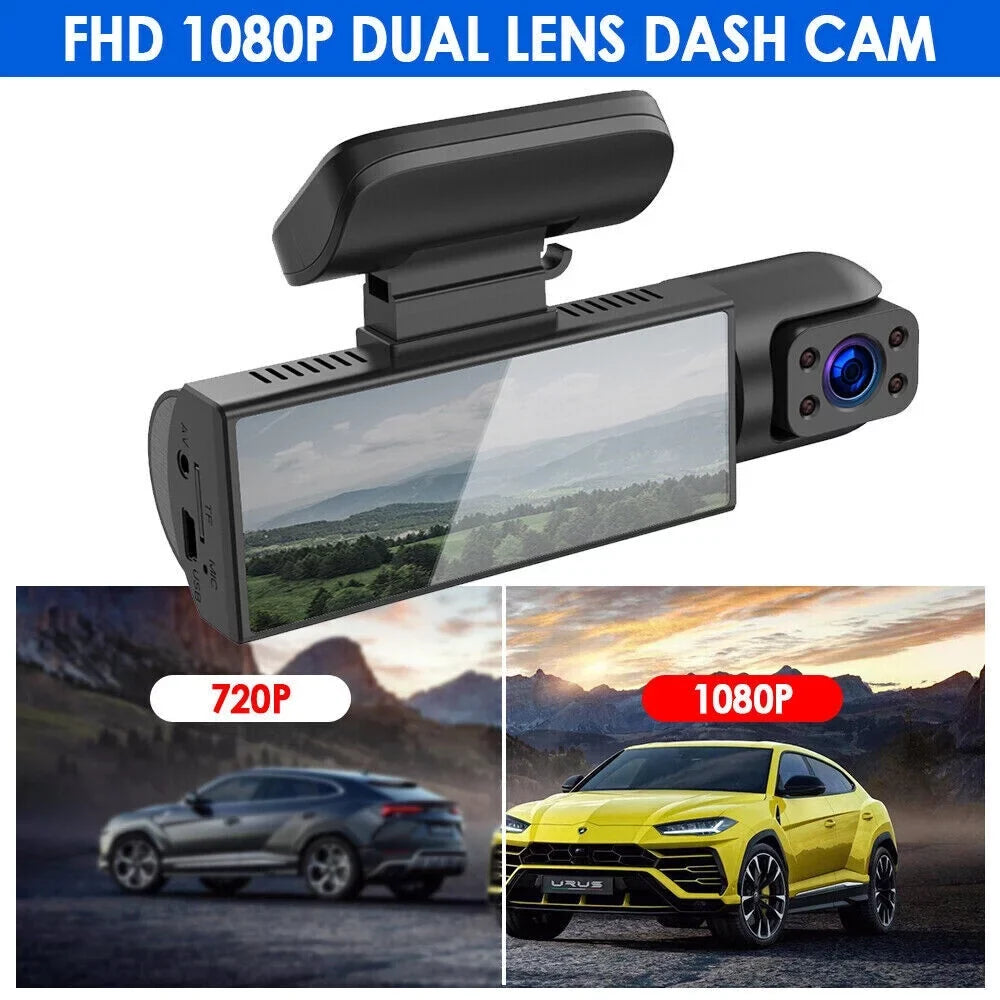 Dual Cam Onemayship Dash Dvr Inside Camera Lens Hd 3.16In Front 1080P Recorder Car Night