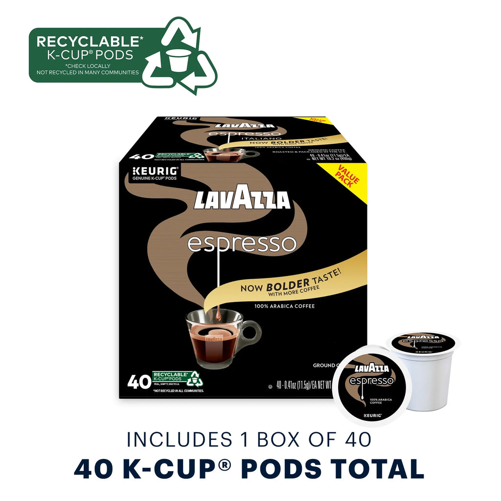 40) Medium Coffee Single-Serve Espresso for Keurig of (Pack K-Cups Lavazza Brewer, Roast