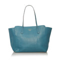 Authenticated Blue Calf Bag Swing Leather Pre-Owned (Good) Tote Medium Women