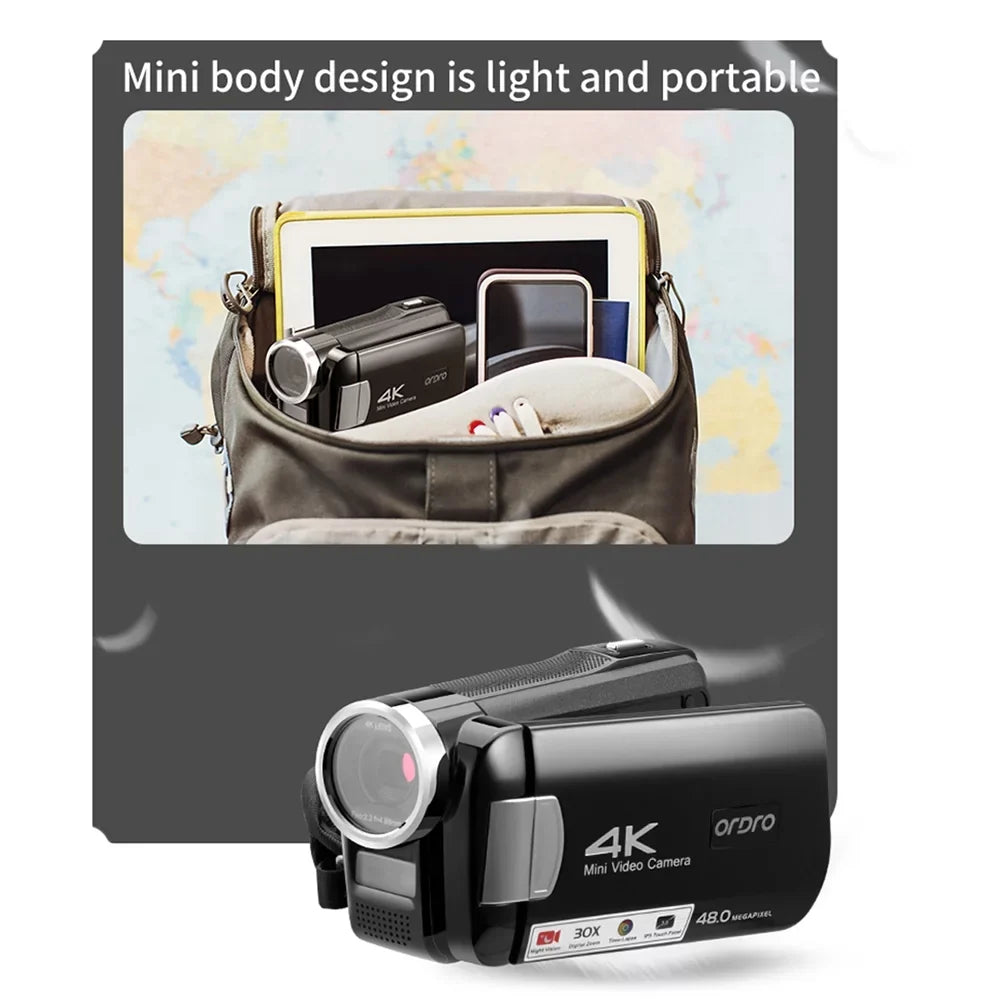 Videos Night Camcorder, Recorder, Zoom, Video - Photos 4K AC2 Capture and ORDRO Stunning 48MP Digital Camera 30X Vision