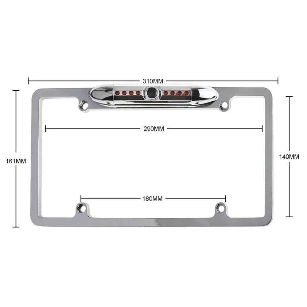 License View Camera Plate Security Vehicle Waterproof Absolute 8 Camera Bright Night Chrome Assist Front Camera with LEDs Frame Vision Universal Angle Front 170° Car Viewing CAM2100S