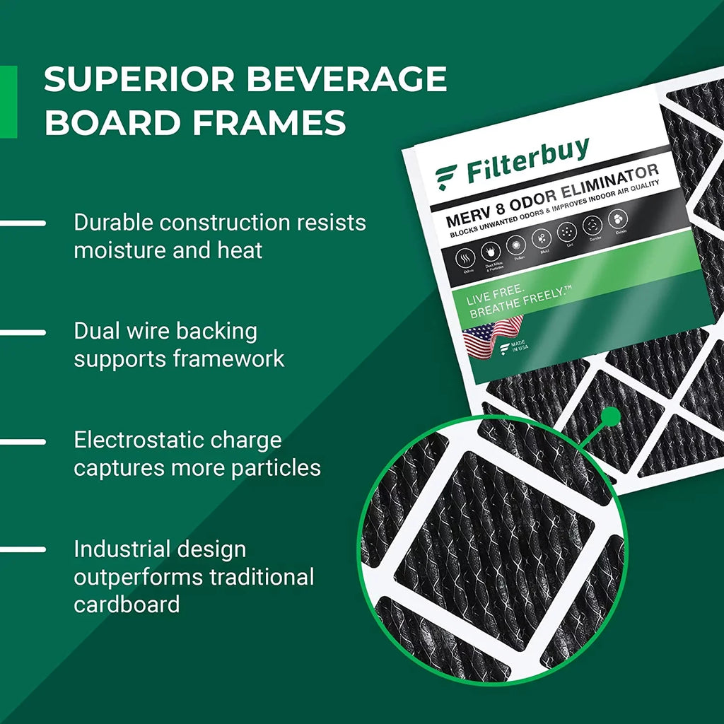 HVAC AC Pleated 8 Eliminator Activated Filters MERV Carbon 12x30x1 Furnace Odor with Air (4-Pack) Filterbuy