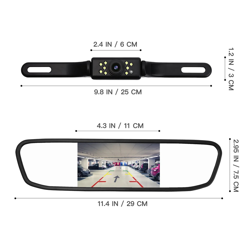 Cheefull Night Driving Vehicles Camera Camera 4.3" Rear Parking Backup Mirror Cam System View Vision Reverse Camera Car