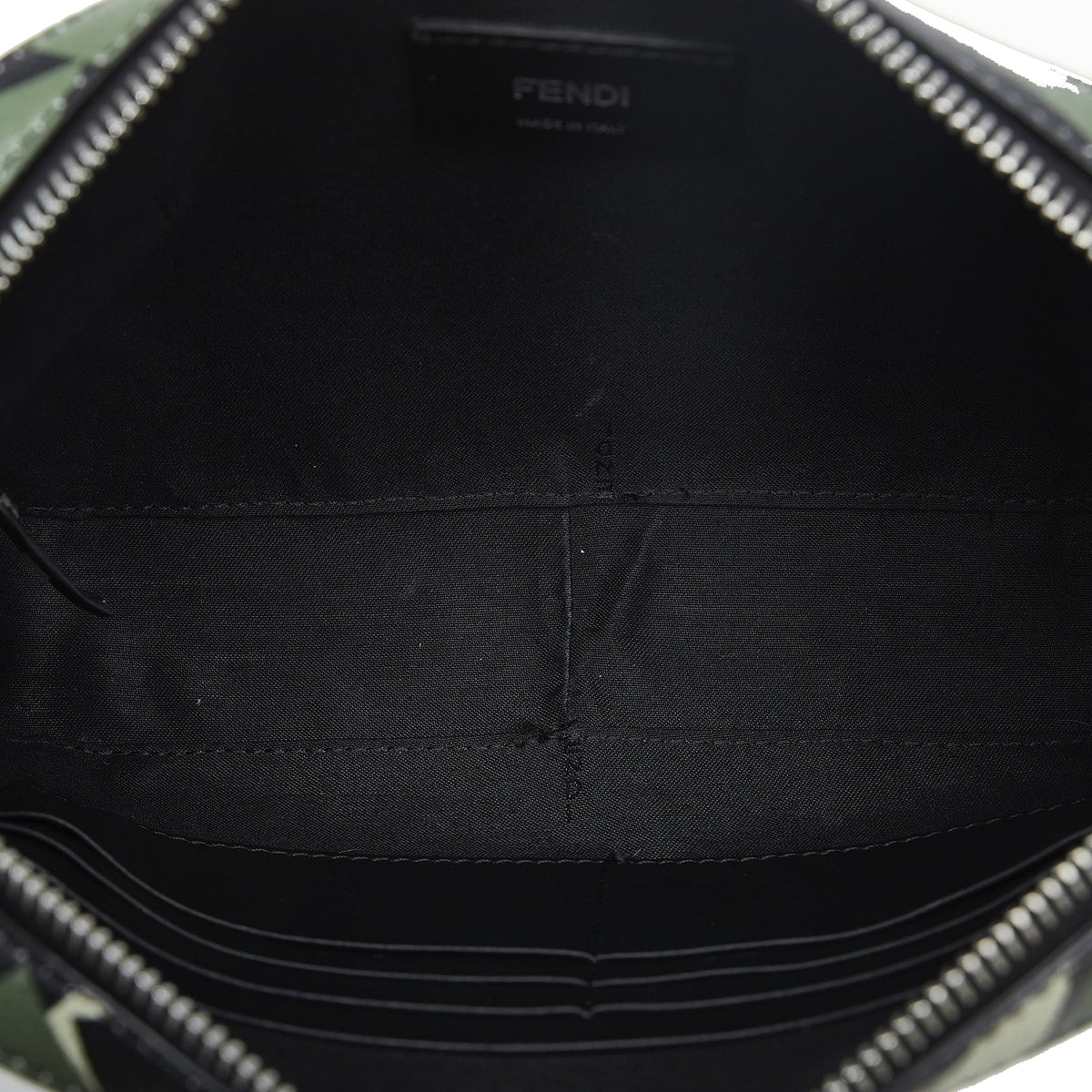 (Good) Green Camera Camouflage Crossbody Leather Bag Authenticated Monster Unisex Calf Pre-Owned Fendi Eyes Bag