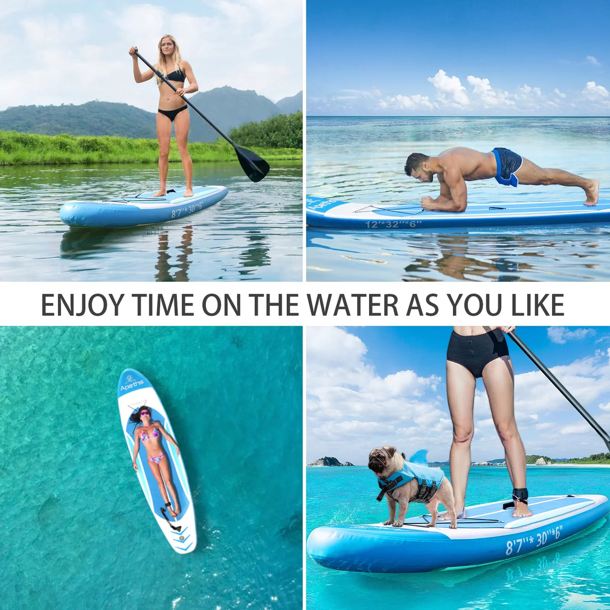 Paddle Fins, (6 8'7" Board Stand Up with APETHS Carrying Board Pump Backpack for Paddle, Inflatable Thick) 3 Board Adults Accessories Paddle inch & SUP Adjustable