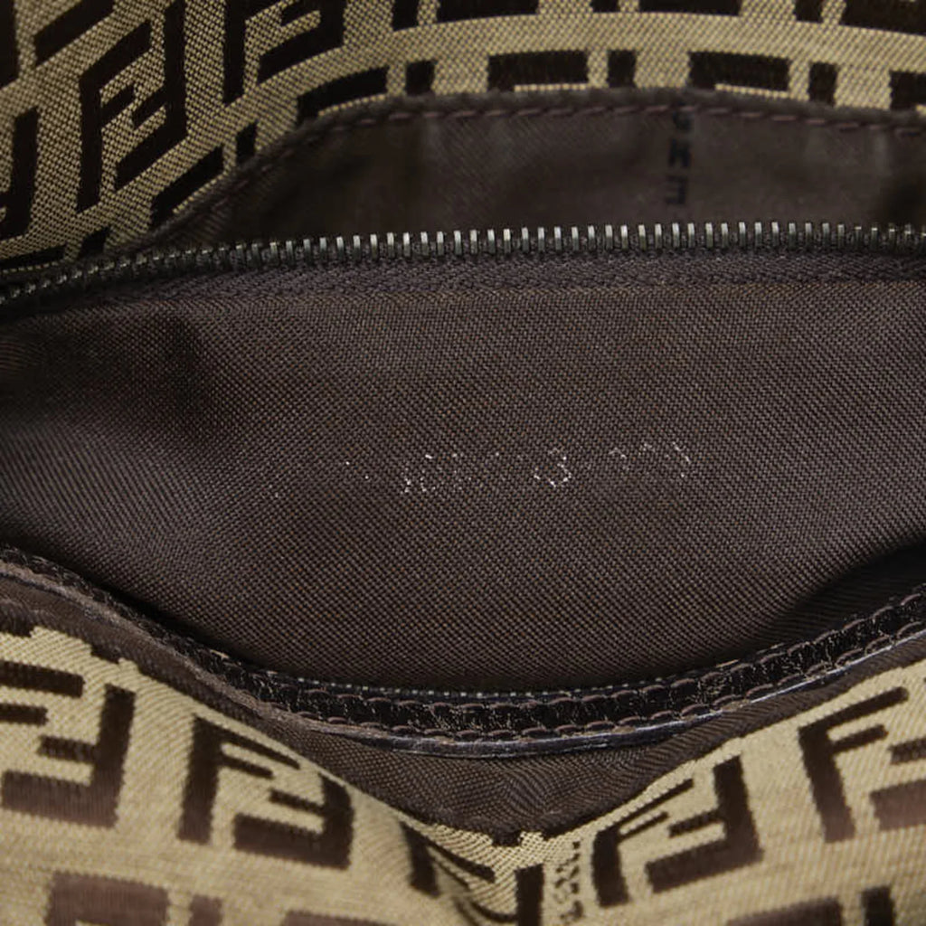 Bucket Brown Women's Bag 8BR003 Pre-Owned Canvas Zucchino Shoulder Mamma (Fair) FENDI Leather