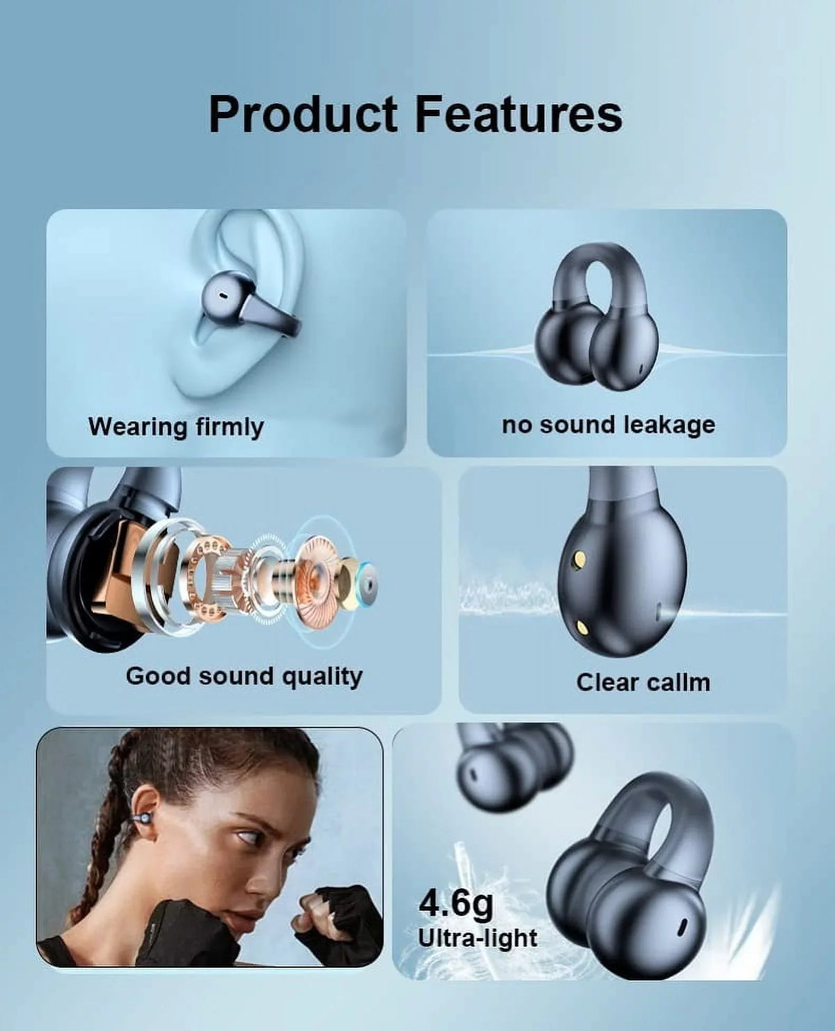 Conduction G (2023)/5G 5G Phone Headphones Motorola Earphones Bone Case Earbuds Charging Stylus Moto Stereo - Mic B4K Wireless Hands-free Ear-Clip TWS True Bluetooth for (2023) Power