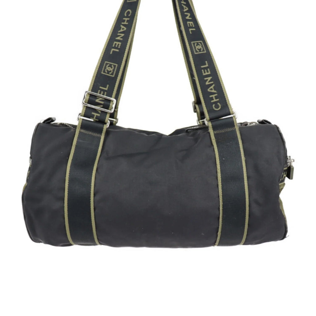 Series Canvas Shoulder Cocomark Black Line 10 Green Sport Cylindrical (Fair) Pre-Owned Nylon Travel Round Khaki Bag Boston