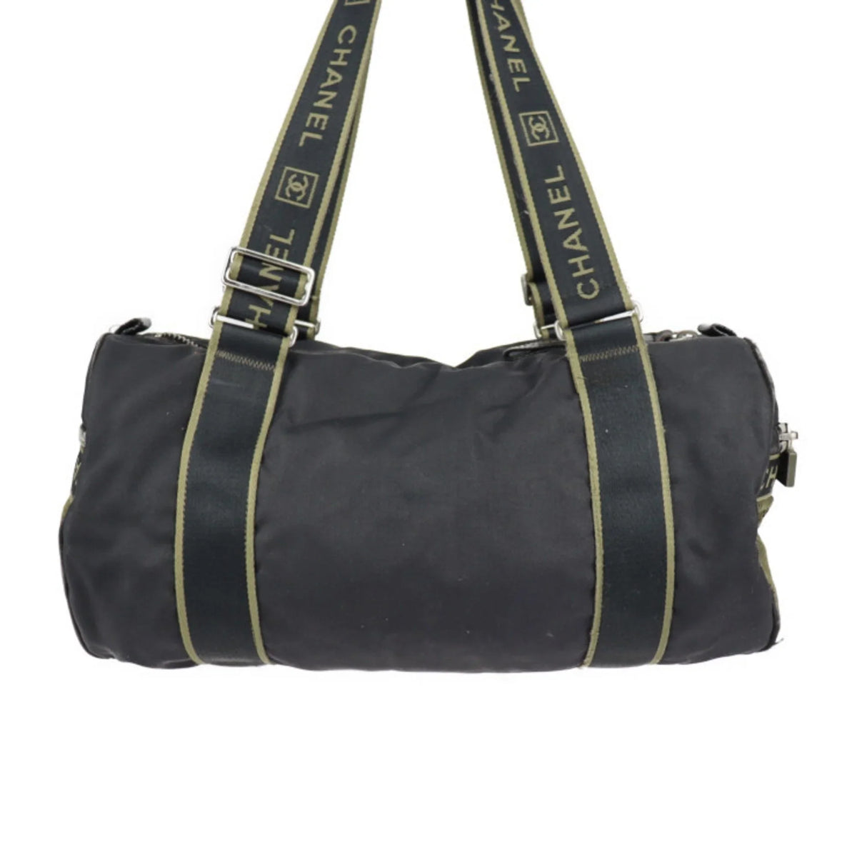 Series Canvas Shoulder Cocomark Black Line 10 Green Sport Cylindrical (Fair) Pre-Owned Nylon Travel Round Khaki Bag Boston