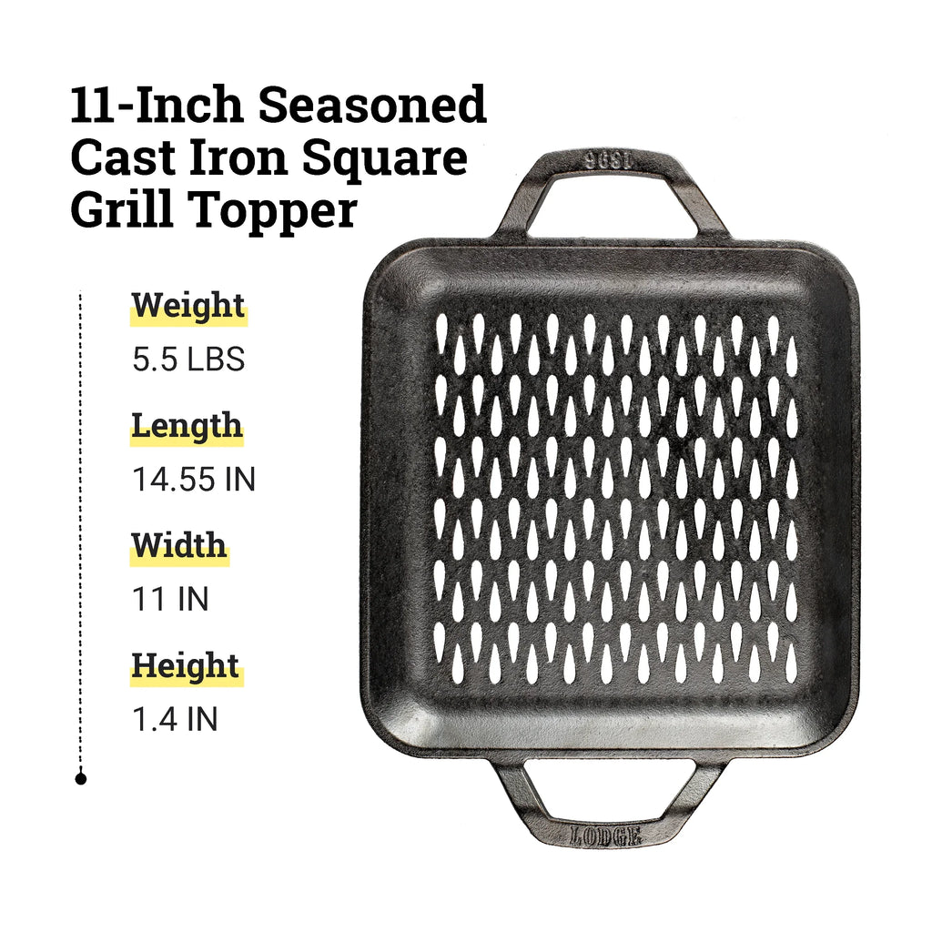 Square Cast Topper Grill 11 inch Iron Lodge LC11SGT