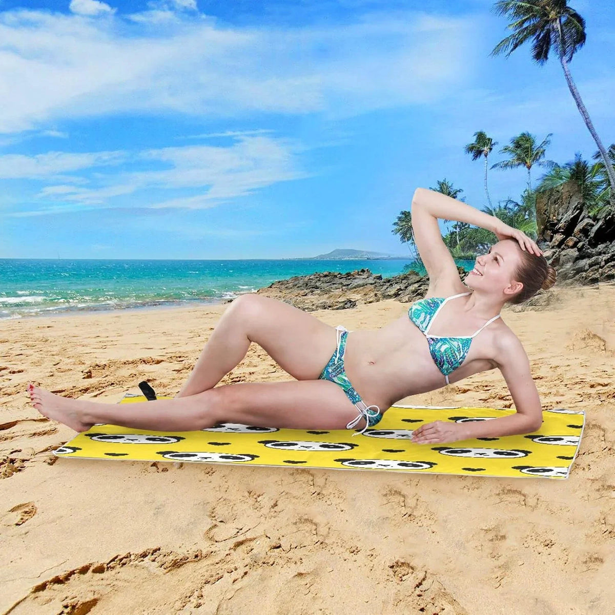 Shower Bath Swim Yoga Multipurpose Towel Bestwell Pool Blanket, Towel Sand Dry Beach Lightweight Free 30”X60” Towel Microfiber Oversized Quick Towel, Thin Panda