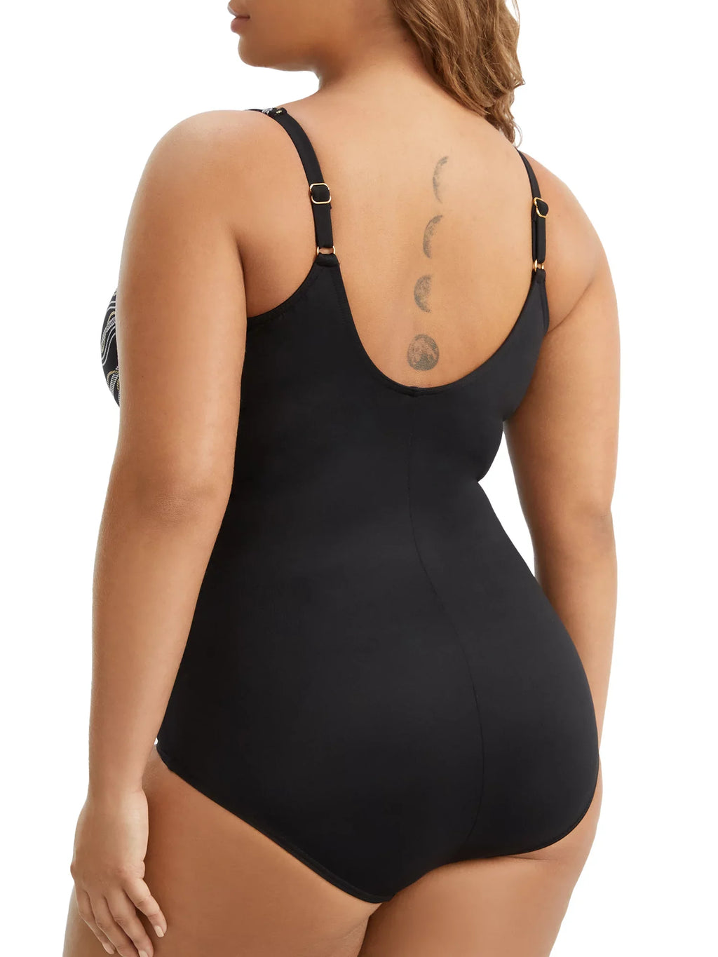 Black/Multi, One Plus Colorblock 16W Miraclesuit in Women's Piece Oceanus V-Neck Swimsuit, Soft Swimwear Linked Cup