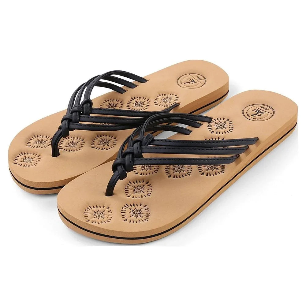 Life Women's or Casual Flip Flop AERUSI Sandals Indoor (Black) exterior Walking Livi