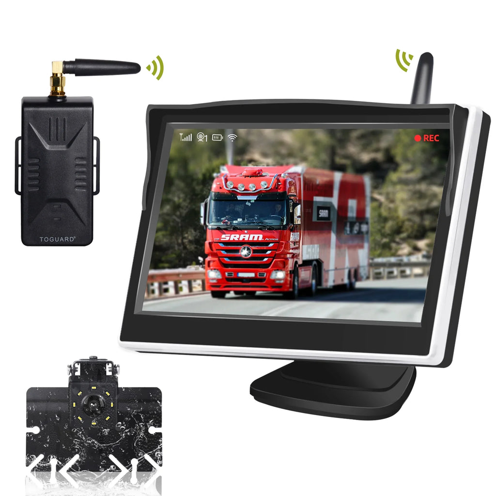 Vision Camera TOGUARD 1080P Cars Night 8 IR Large 5'' LED for Camera Monitor Kit, Trucks Waterproof up Digital Wireless Vehicles with Rear Backup Signal Back Van