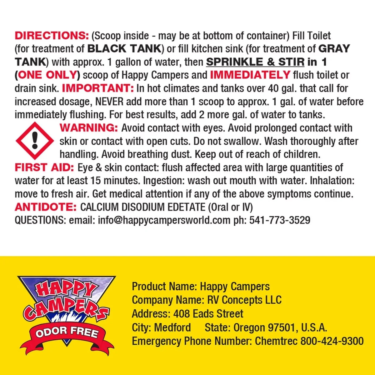 Campers 64 - Tank Holding Happy Deodorizer Treatment treatments RV