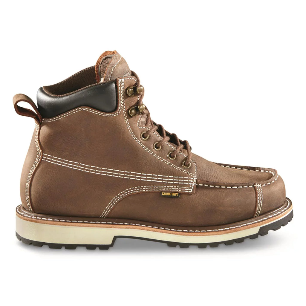 Gear Guide Leather Work Mens Moisture Shoes, Chukka Insoles, Timber Boots Waterproof Ankle Boot Rugged Wicking Pull-On