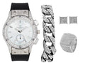 Watch ST10311 Kite Hip w/Cuban (8, Bling Chain Ring Out SLV) - ASIN: & B0CHF5CL34 SB It's GJM13 Hop Bracelet, Earrings Set Lit! Bling-ed Jewerly &