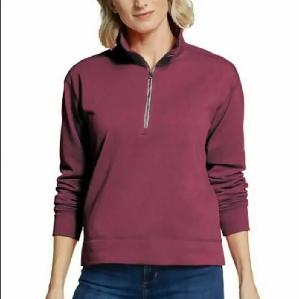 Fleece 1/4 NEW Zip Red - Women's Ruby Camp Large Pullover, Bauer Eddie