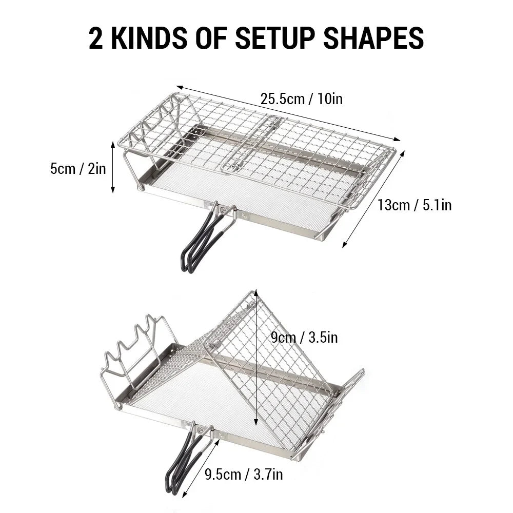 Stove Steel FlyFlise Picnic Toaster for Camp Folding Bread Toaster Backpacking Stainless Camping Rack