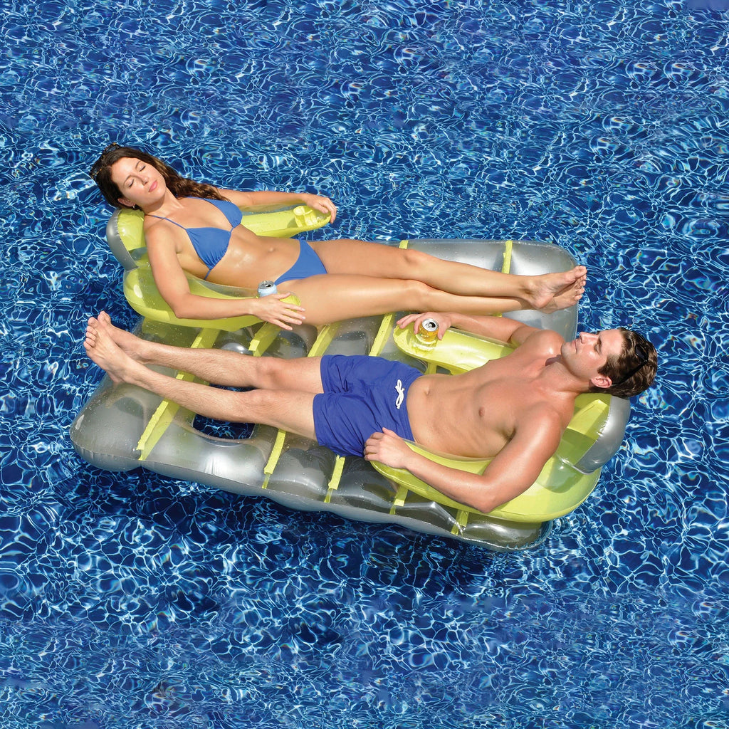 and Mattress Pool Yellow Face-To-Face Mattress Silver Dual Air 66" Inflatable Raft