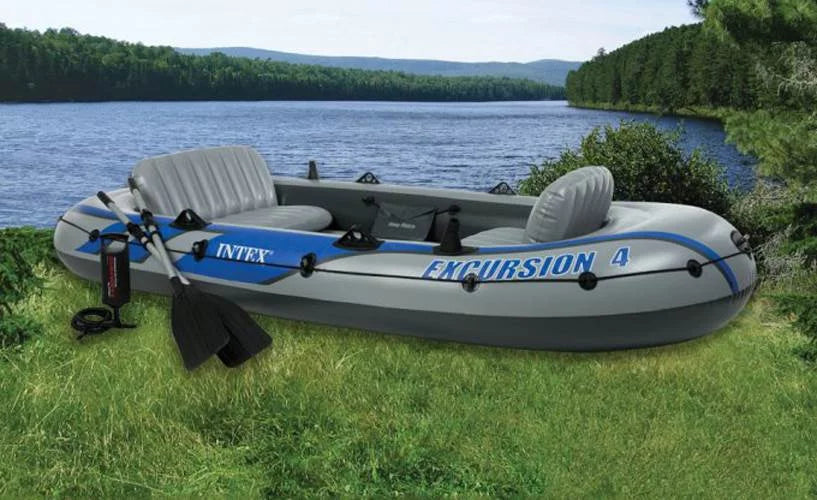 Person 2 4 and Rafting with Boat Fishing Set (Refurbished) Inflatable Excursion Intex Oars