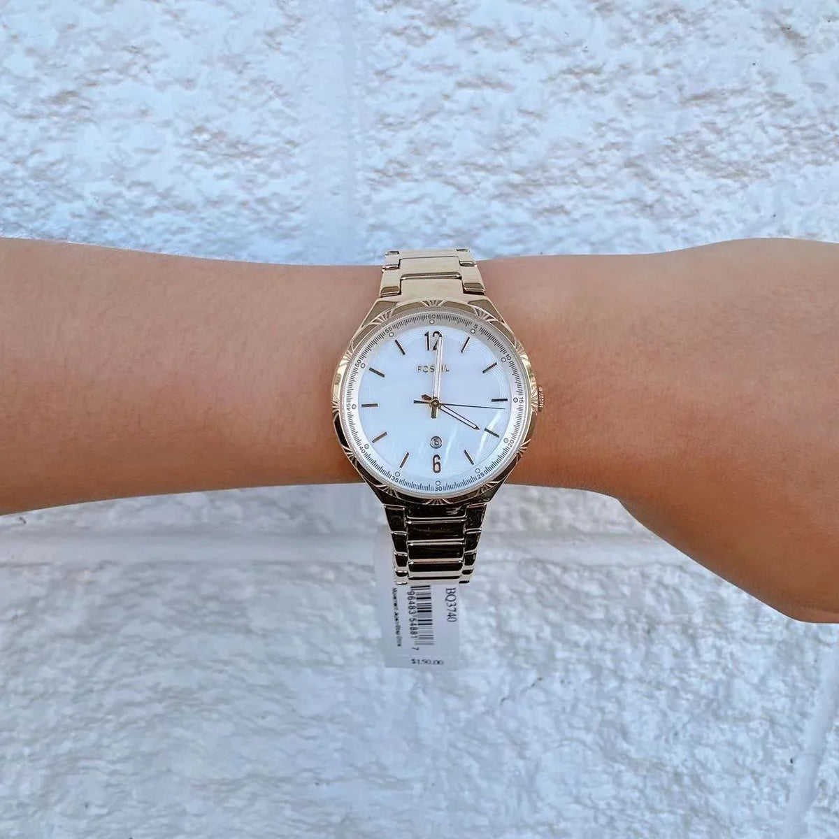 Ashtyn Date Steel Gold-Tone BQ3740 Watch Stainless Fossil Three-Hand