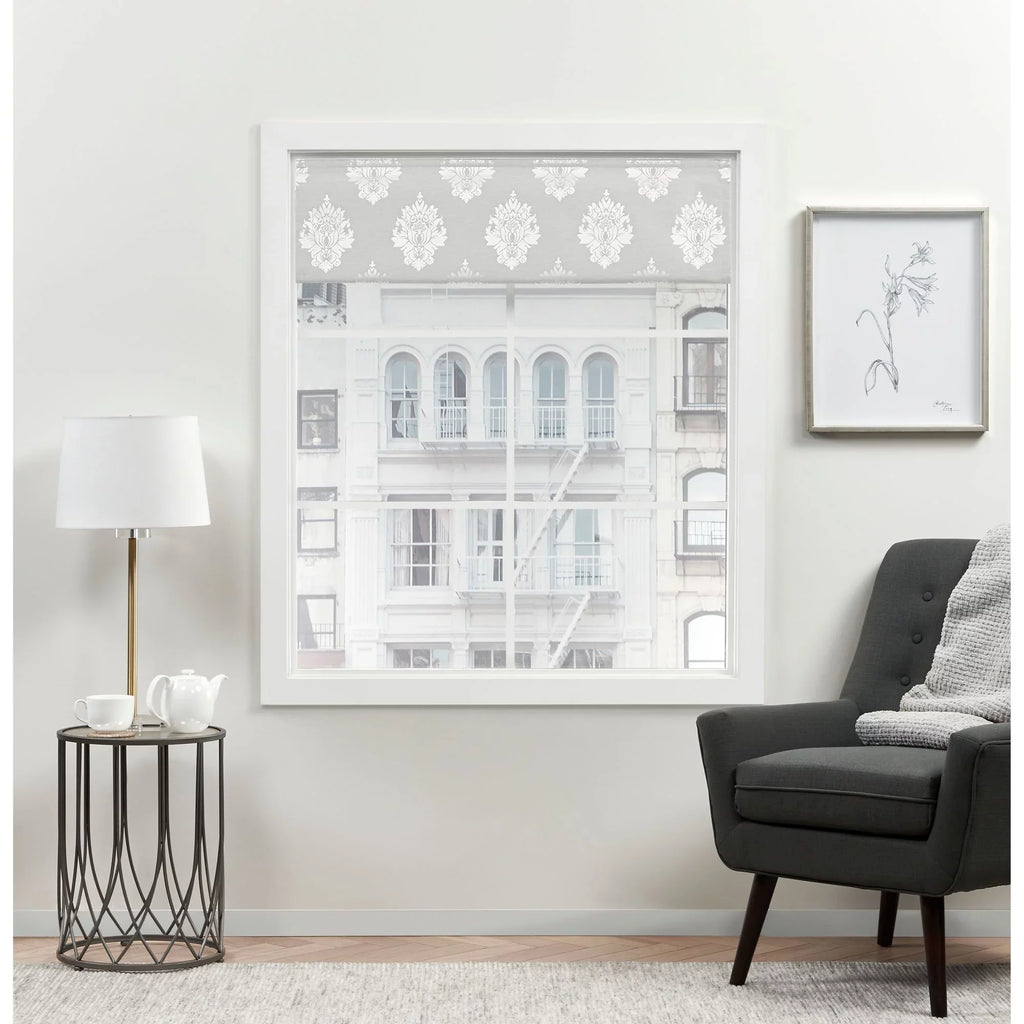 Damask Marseilles 100% Silver Shade, Blackout Roman 34"x64", Home Exclusive