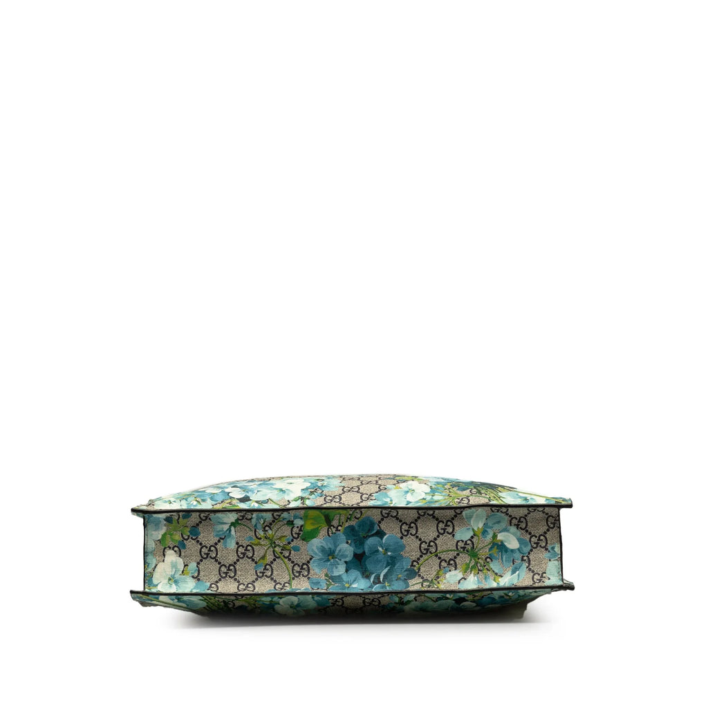 Authenticated Pre-Owned Convertible Unisex Fabric (Good) Soft Canvas GG Tote Blooms Satchel Supreme Blue Coated