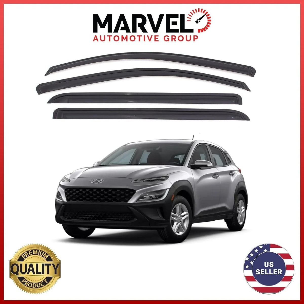 Vent 2018-2023 Guards Rain for Deflectors Smoke Sun Kona Window Hyundai Visor