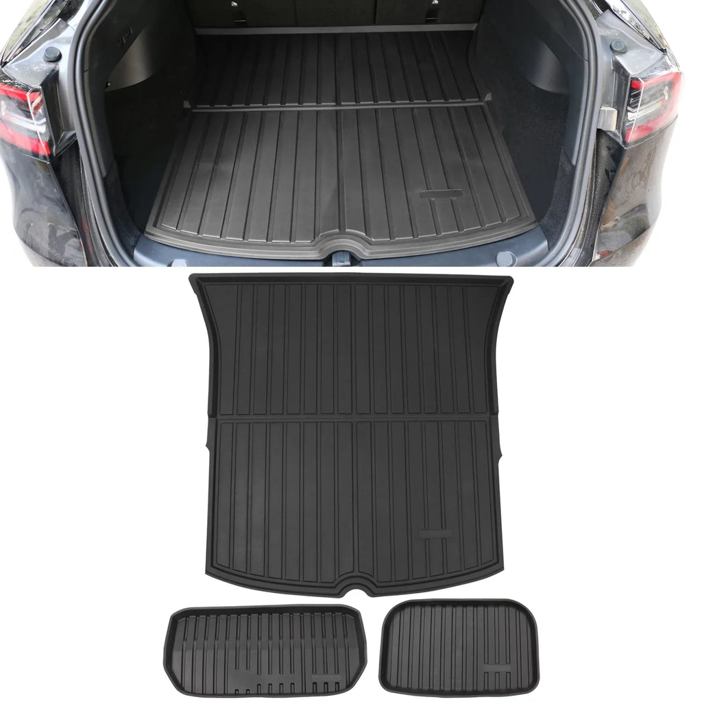 Mats Liner TPE All 2020-2023 Mat Ikon Injection Interior Trunk Y Tesla climate with Liner Waterproof Storage Black Model Trunk Compatible Accessories Anti-Slip Cargo Under Motorsports Frunk Cargo