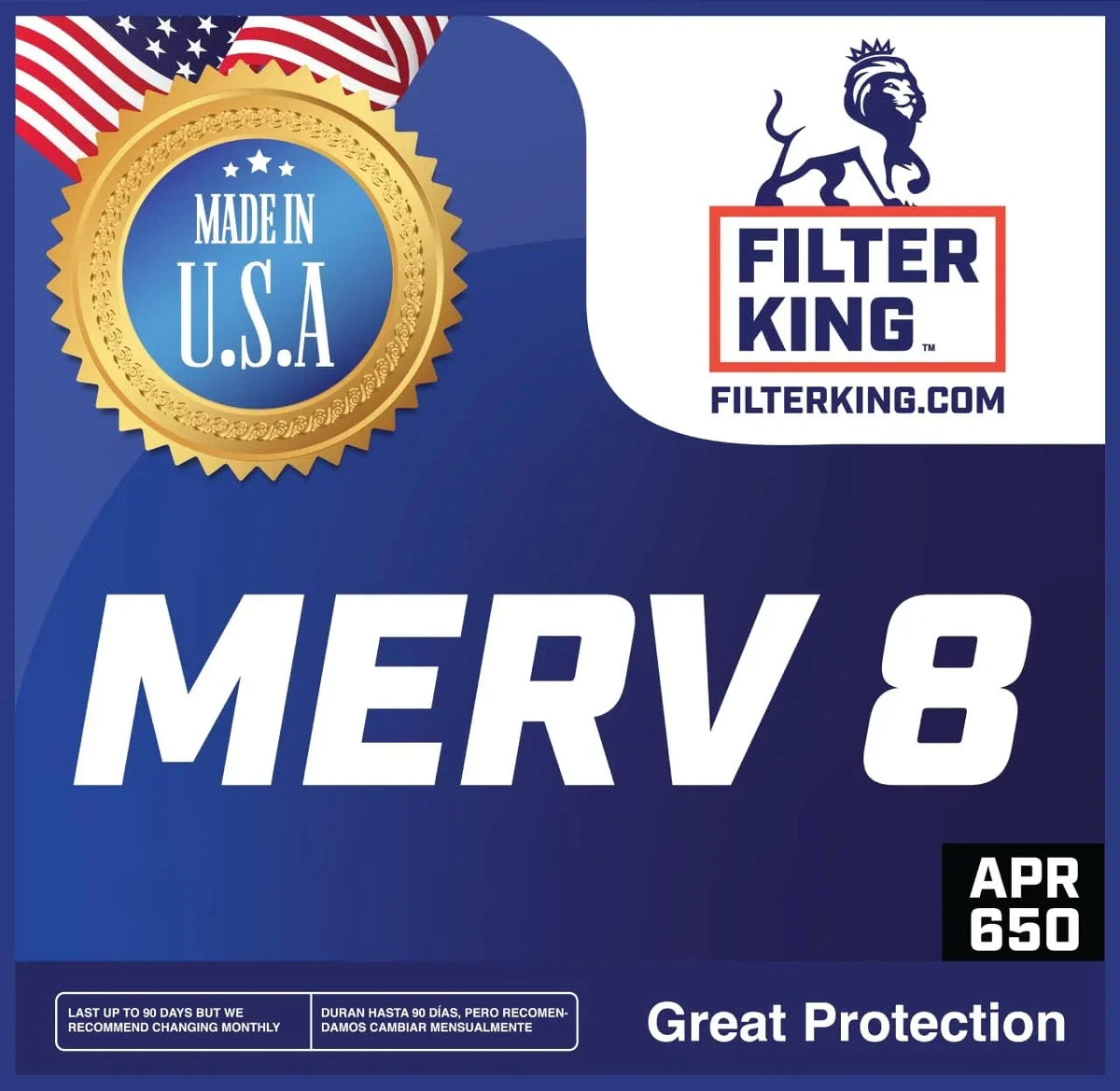 MERV x HVAC Filter 15.5 7.5 | | MADE IN USA 5-PACK | 8x16x2 King A/C Furnace Filter x 1.75" Filters dimension: Air 8 | Actual Pleated