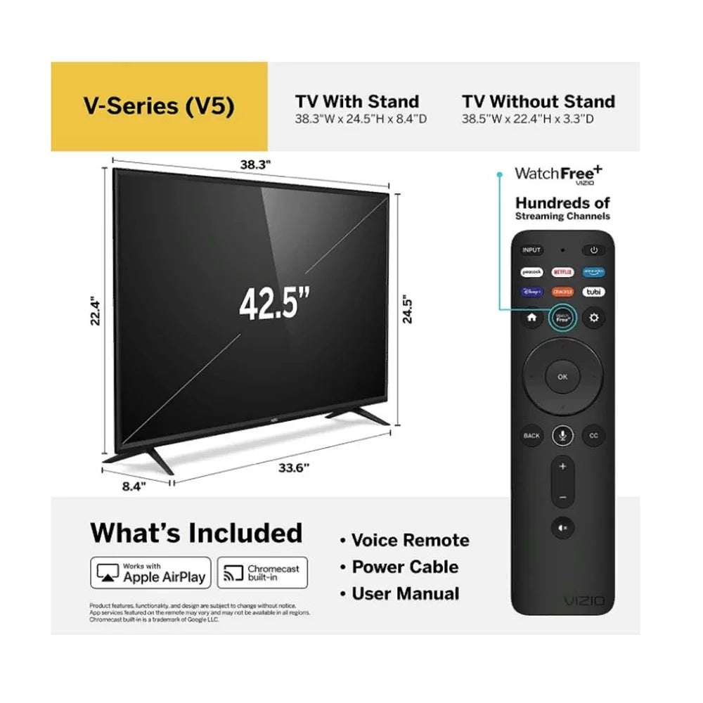 4K Restored (Refurbished) V-Series VIZIO SmartCast 43" LED UHD TV V435-J01 - Class