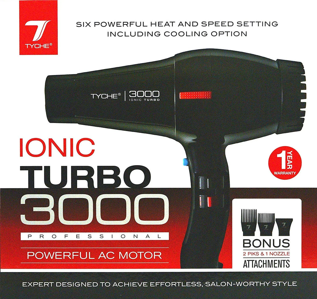 Radiation Ionic Negative Power Heat Dryer Hair Hair Dries Distribution Electromagnetic & Professional Warranty) Air Turbo Shine Tech Year (1 Black Fast Infrared Tyche Ceramic Ions, 3000 Hair