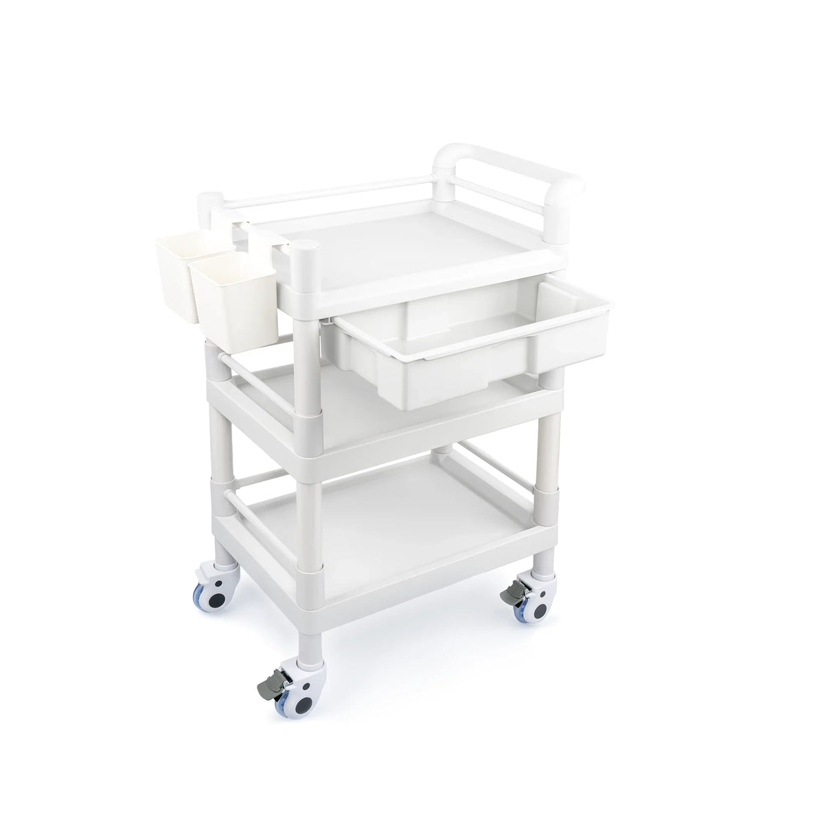with Trolley Tier Cart Utility Spacious Mobile 360°Rotate Beauty Trolley Heavy Medical Medical Dirt Clinic Drawers 3 for Dental Salon Buckets Wheels Rolling 500 Lbs Cart Duty Hospital