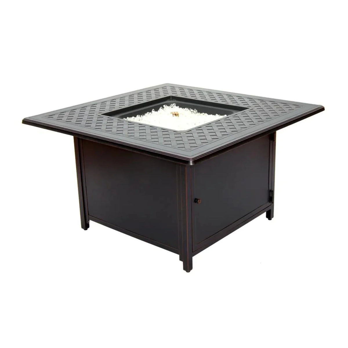 Gray Topaz Aluminum Fire Heron Alfresco Chat Home Gas Table in 42" Square Pit