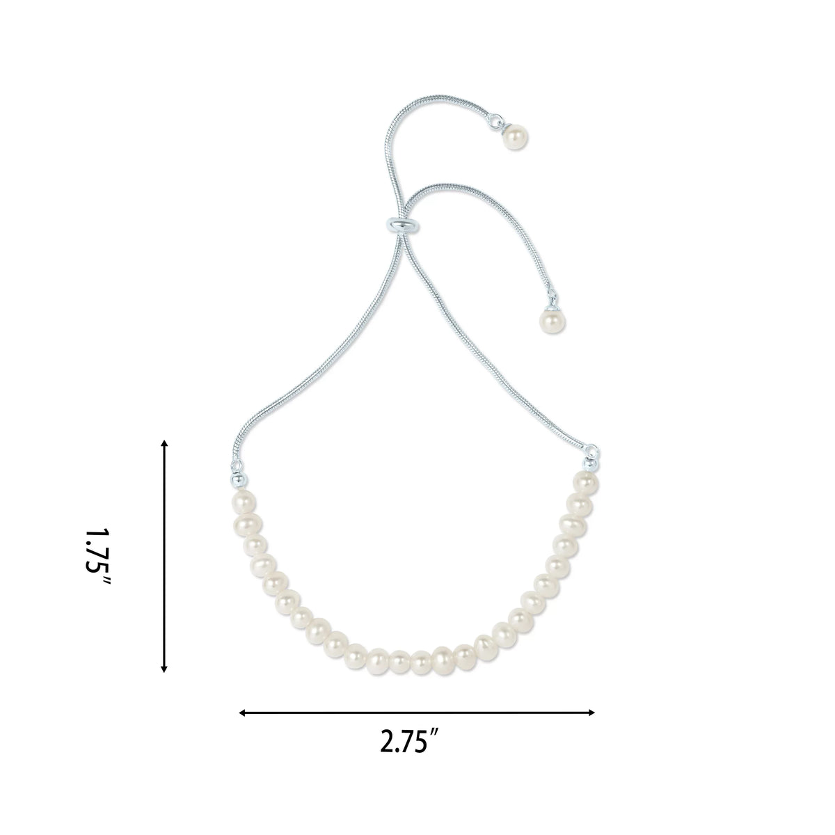 Gemistry Silver Sterling Bracelet for in Cultured Pearl Freshwater Slider 925 Adjustable White Women